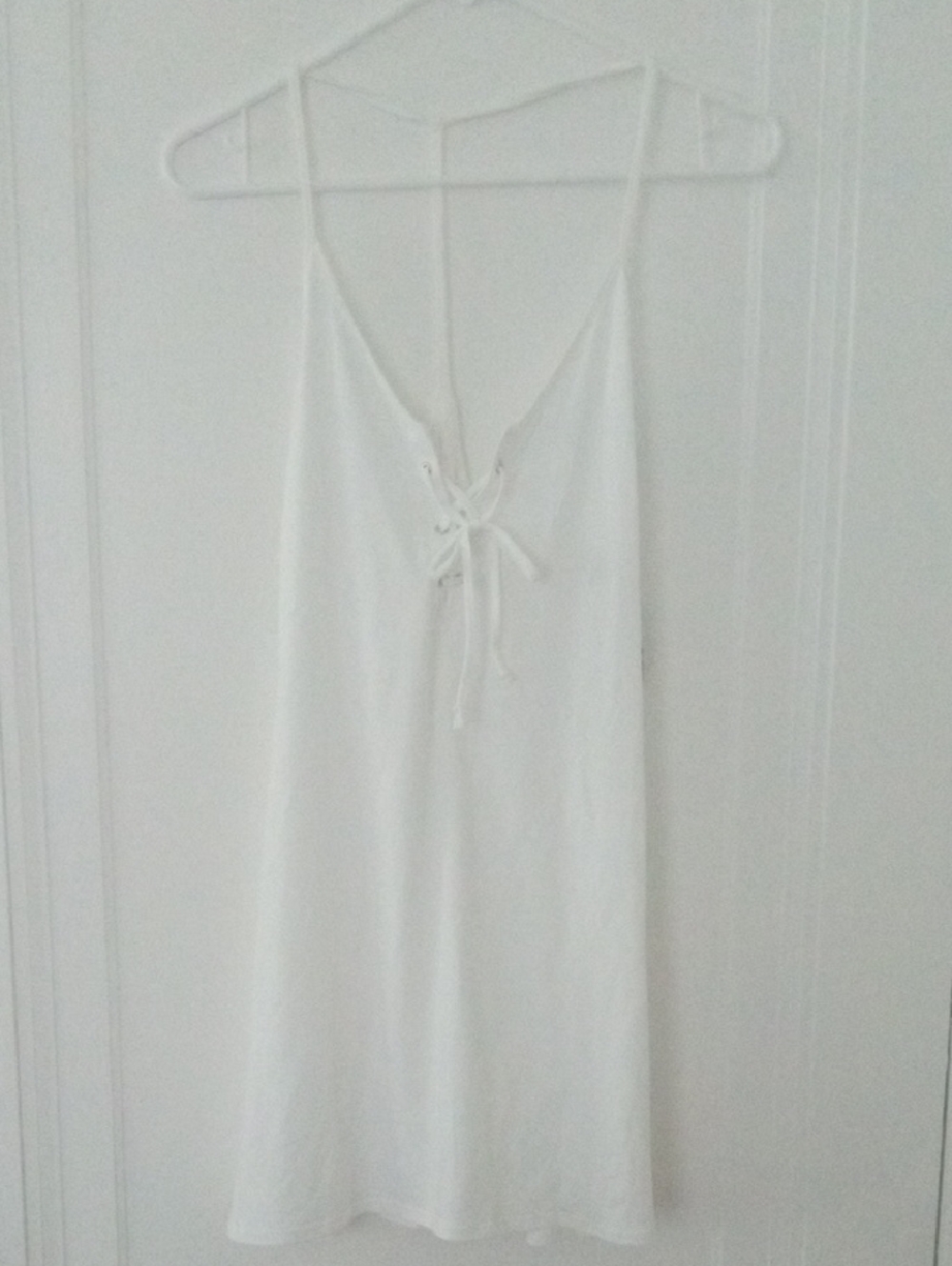NWT Women's White Lace-Up loose fit razorback tank, large